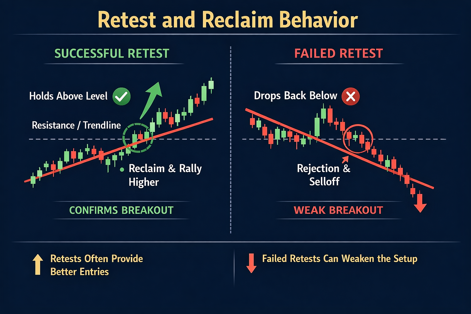 Retest and reclaim behavior