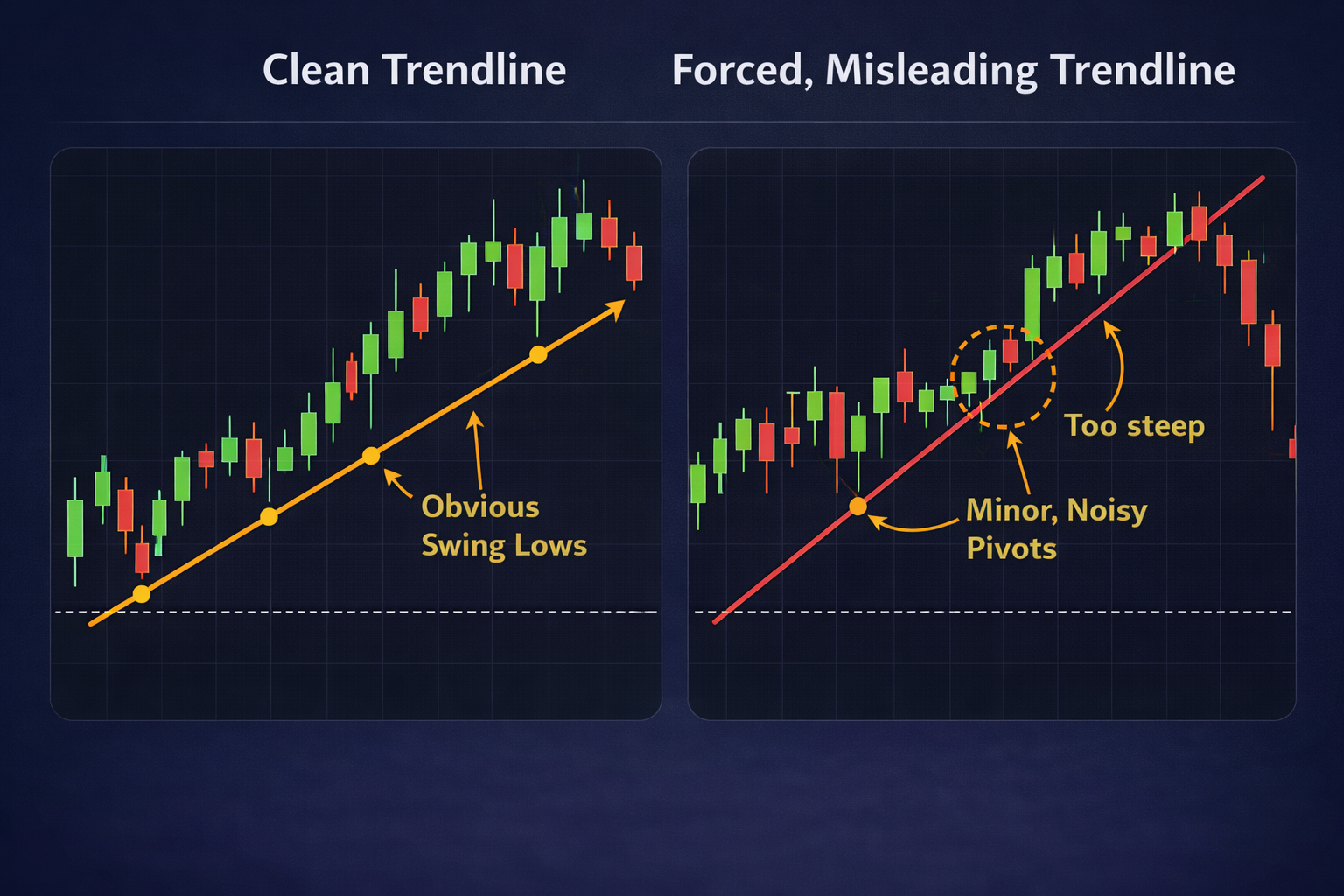 What makes a trendline weak or misleading